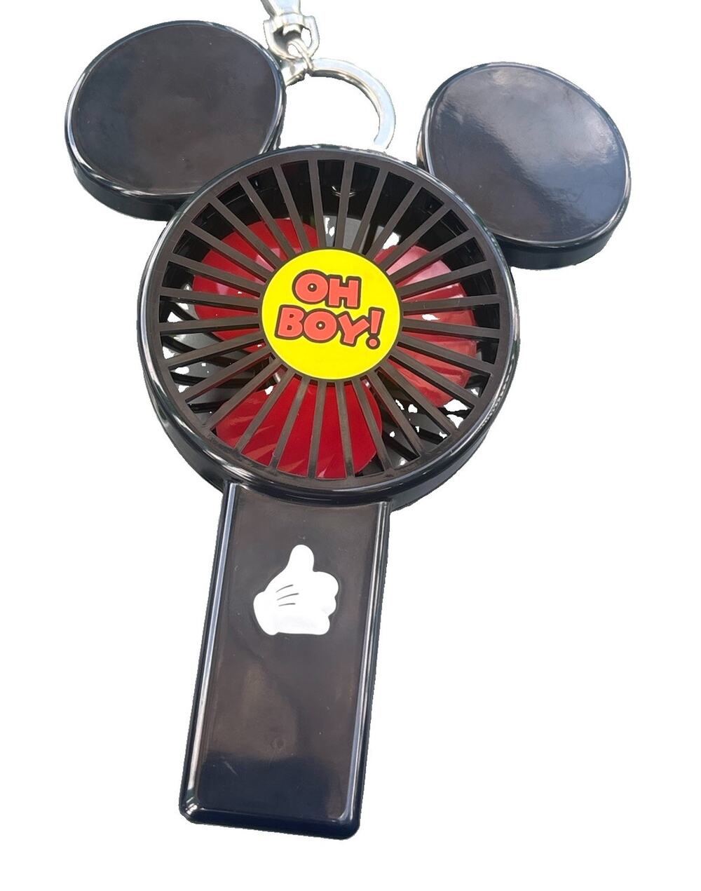 Disney Parks Mickey Mouse Mini Fan Keychain Oh Boy Black Red